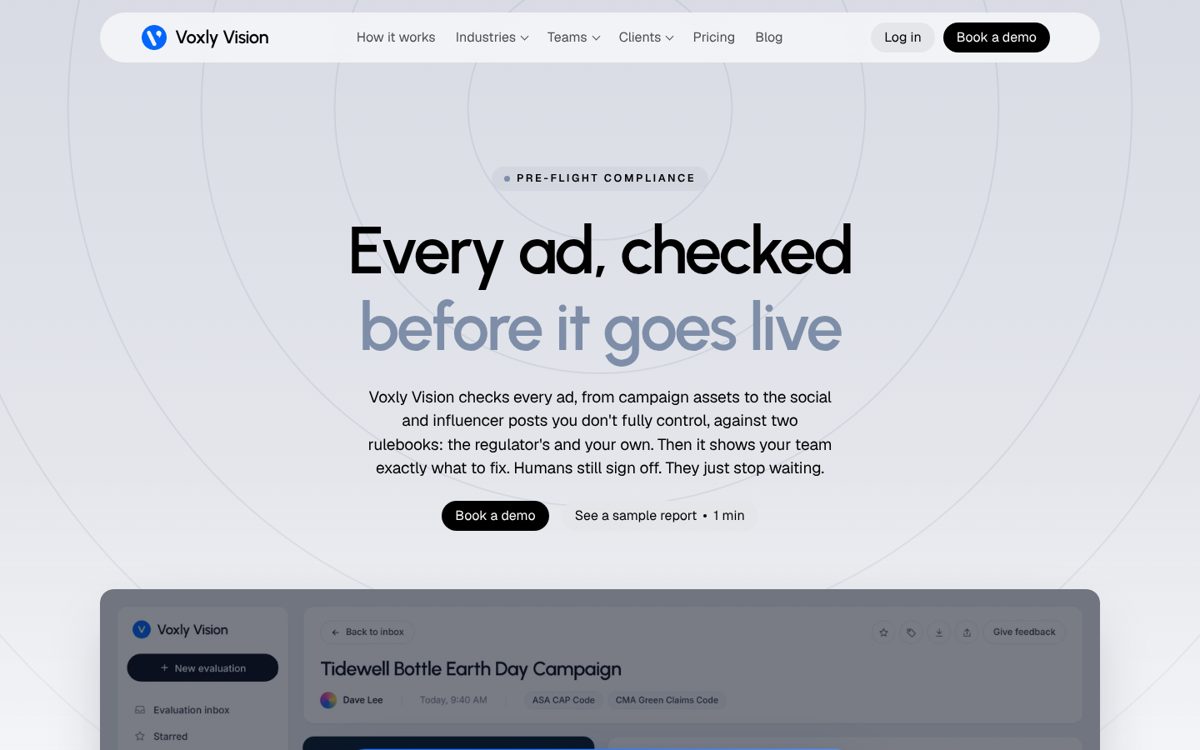 Voxly Vision homepage